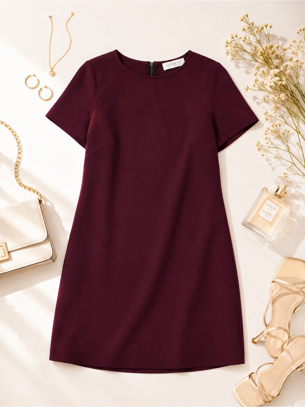 Nordstrom WAYF Burgundy Shift Dress Minimalist Chic Small